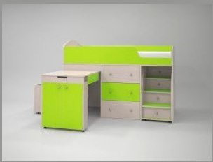 Кровать-чердак Малыш 70х160 (лайм)