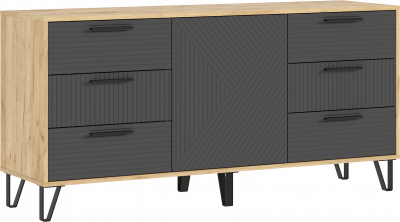 Флэш Комод 1500 браш графит/дуб крафт