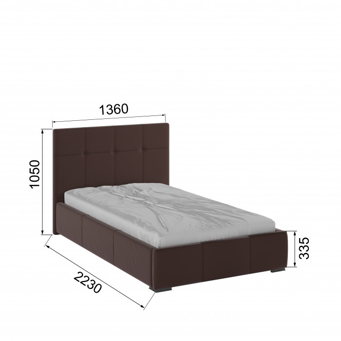 Рио Кровать интерьерная 120 коричневый квадрат, ПМ