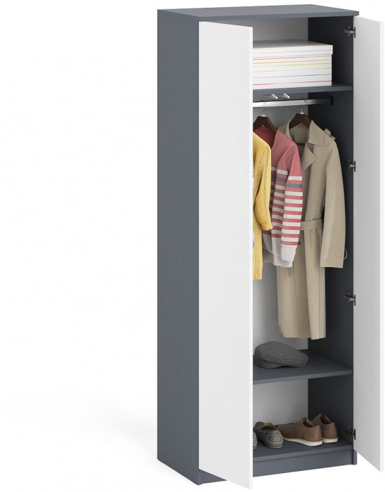 Мори Шкаф МШ800.1, цвет графит/белый, ШхГхВ 80,4х50,4х209,6 см.