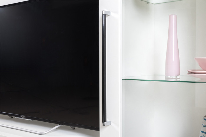 Валенсия Гостиная № 086, цвет ЛДСП белый шагрень/МДФ белый шагрень, ШхГхВ 405,3х38,3х225,2 см., универсальная сборка