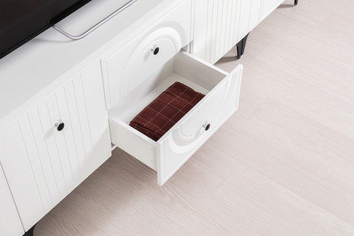 Валенсия Гостиная № 086, цвет ЛДСП белый шагрень/МДФ белый шагрень, ШхГхВ 405,3х38,3х225,2 см., универсальная сборка