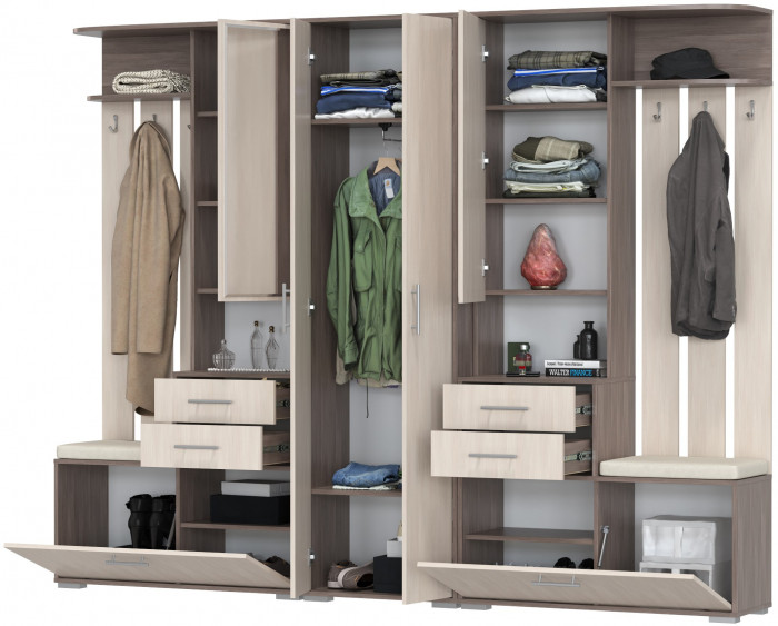 Прихожая Домино 3, бодега тёмный/бодега светлый