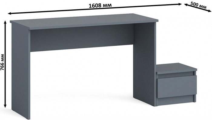 Мори Стол письменный МСП1200.1 + Тумба ТМП400.1, цвет графит, ШхГхВ 160,8х50х76,6 см., универсальная сборка