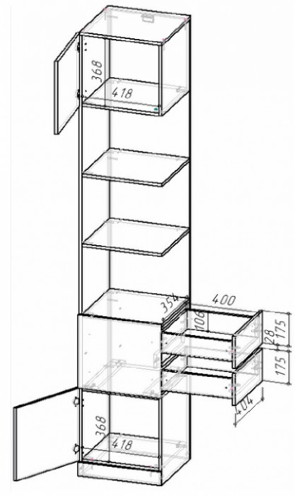 КАНТРИ Стеллаж СЖ-002 (с ящиками)