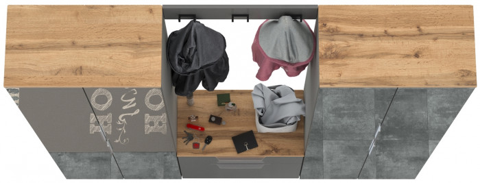 Октава Прихожая 26, серый графит/дуб крафт золотой/фасады МДФ серый графит