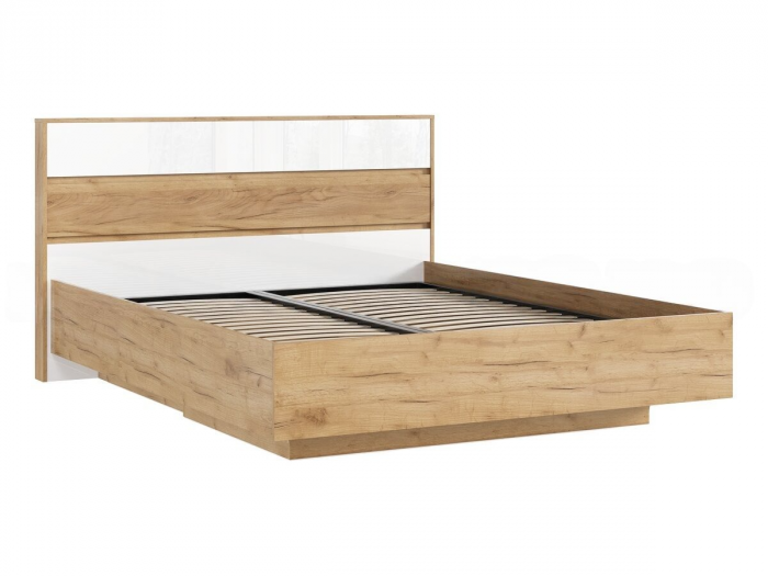 Роджина Кровать парящая 160 с ортопедом дерево, белый глянец холодный/дуб крафт