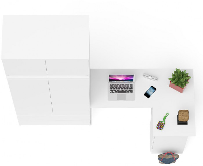 Мори компьютерный стол МС-16 правый + Шкаф МШ900.1 + Антресоль МА900.1, белый