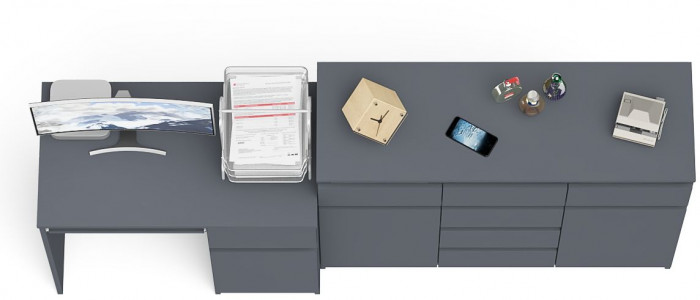 Мори компьютерный стол МС-1 правый + Комод МК1200.4, графит