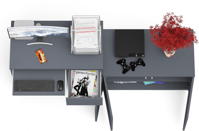 Мори компьютерный стол МС-1 правый + Тумба МА900.1, графит