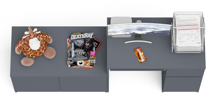 Мори компьютерный стол МС-1 правый + Тумба МА900.1, графит