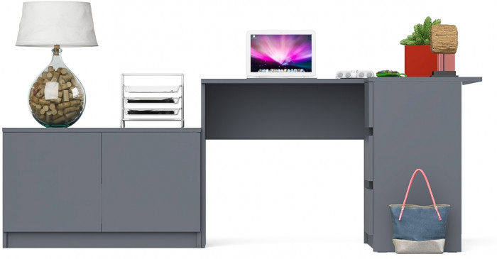 Мори компьютерный стол МС-16 правый + Тумба МА900.1, графит