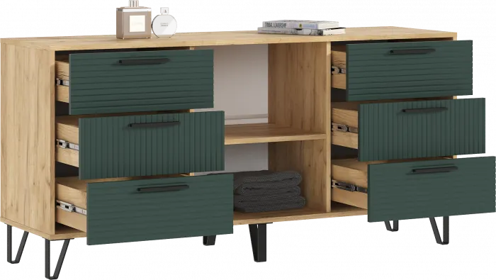 Флэш Комод 1500 браш мени грин/дуб крафт