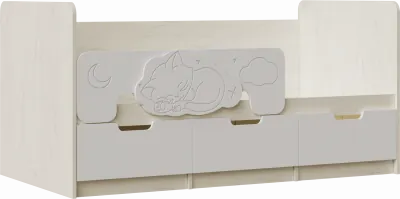 Юниор-4 Кровать 80х160 (Крафт белый, Шарли белый)