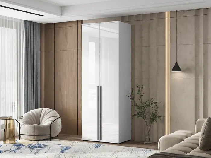 Норд Шкаф 2-х ств. 800 Белый/Белый Глянец холодный