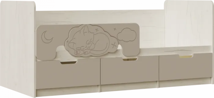 Юниор-4 Кровать 80х180 (Шарли пинк, Крафт белый)