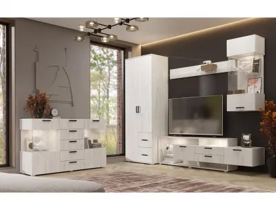 Гостиная Алтея, композиция 2, дуб крафт белый