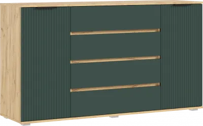 Марвэл Комод 2 двери 4 ящика (1600), Дуб крафт/Браш мени грин