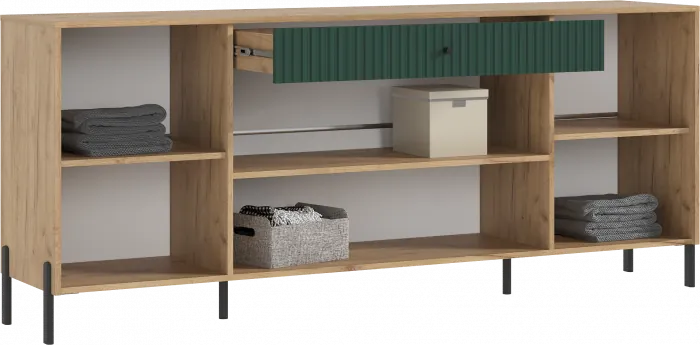 Оливия Комод дуб крафт/браш мени грин (металл)