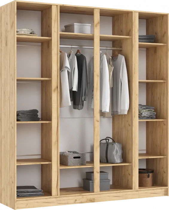 Келвин Шкаф 4-х створчатый 2000, Белый Глянец, Дуб Крафт