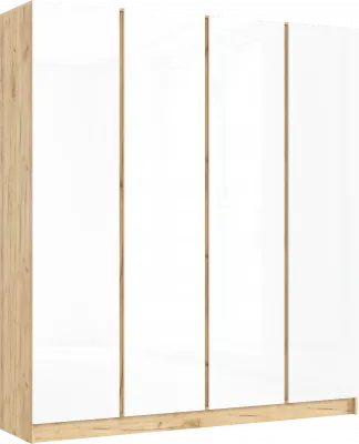 Келвин Шкаф 4-х створчатый 2000, Белый Глянец, Дуб Крафт
