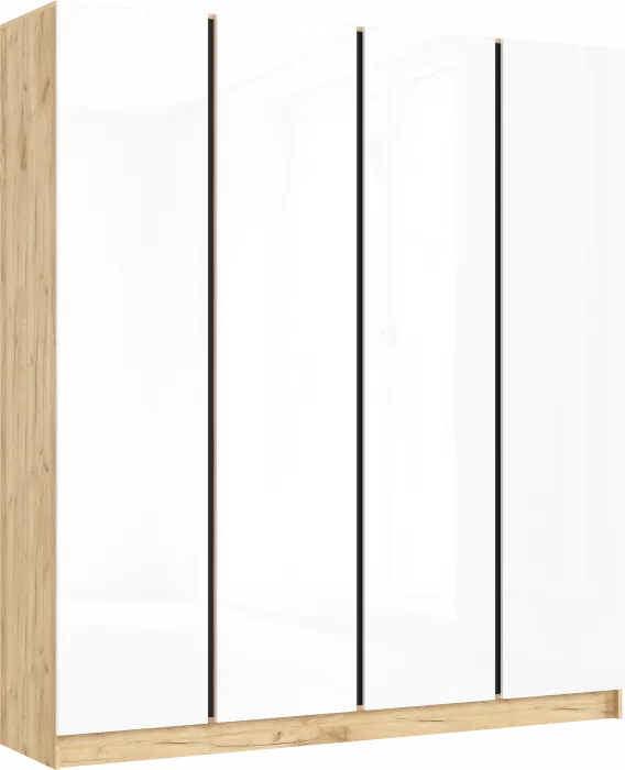 Келвин Шкаф 4-х створчатый 2000, Белый Глянец, Дуб Крафт