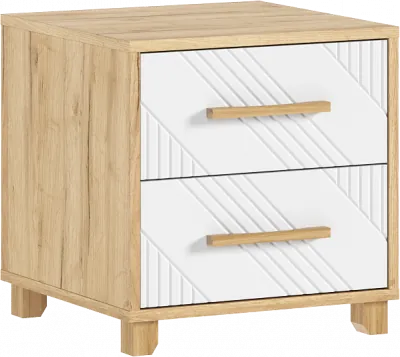 Ирис Тумбы прикроватные, браш вайт/дуб крафт (2шт)