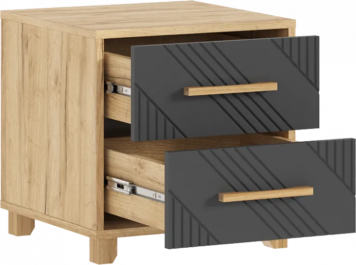 Ирис Тумбы прикроватные, браш графит/дуб крафт (2шт)