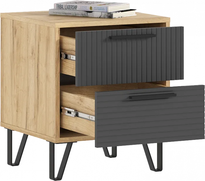 Флэш Тумбы прикроватные, браш графит/дуб крафт (2шт)