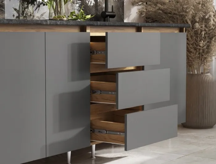 Кухня Челси 2,0м Компановка №2 графит/дуб крафт (кастилло)