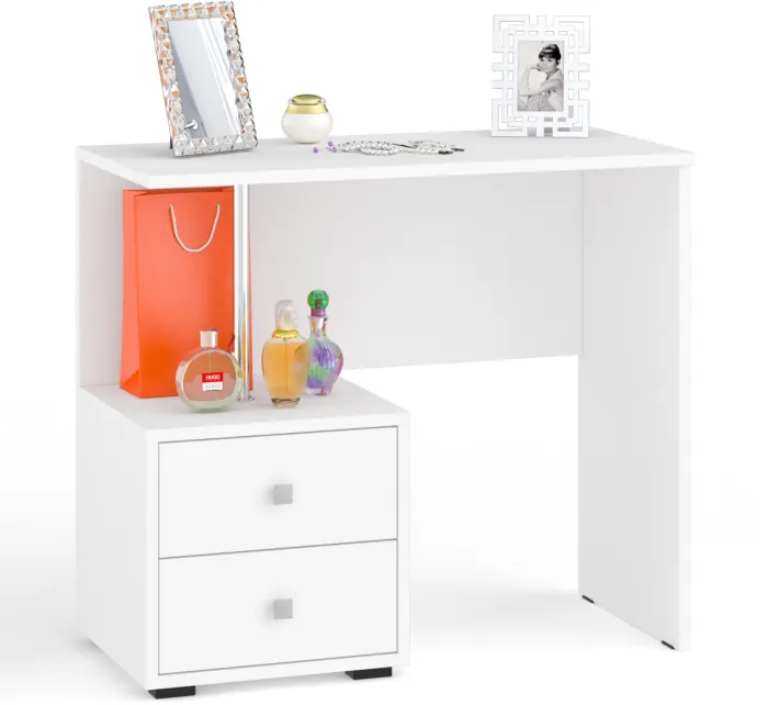 Камелия Стол косметический + Зеркало, цвет белый, ШхГхВ 85х40х145 см., НЕ универсальная сборка