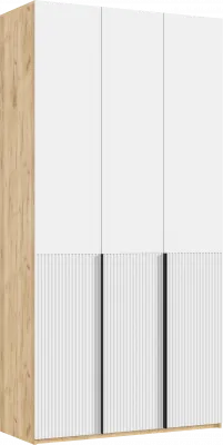 Марвэл Шкаф 3-х створчатый 1200, с доп.ящиками Браш Вайт, Дуб Крафт
