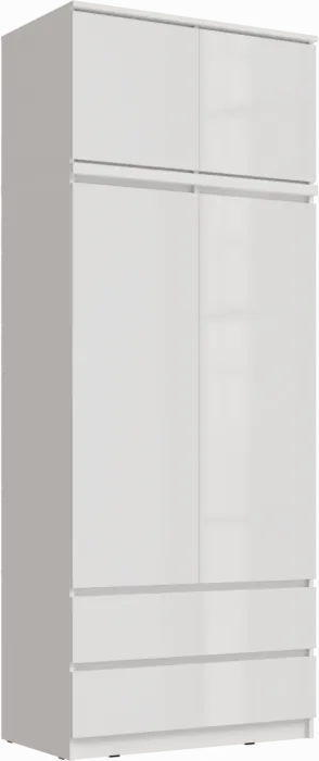 Челси Шкаф 2-х створчатый комбинированный + антресоль к шкафу 900 (Белый глянец, Дуб Сонома)