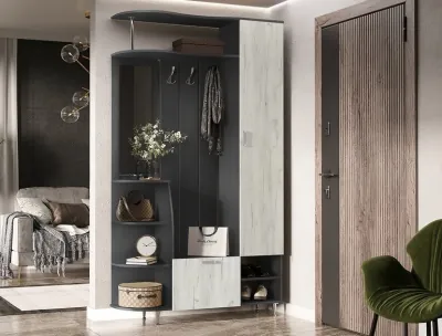 Прихожая Лика № 2 1,2 м графит/дуб крафт белый