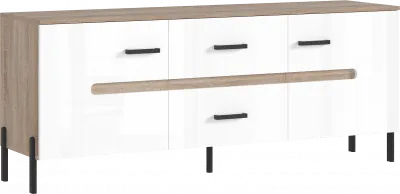 Ким Тумба ТВ (металл) Белый глянец холодный, сонома