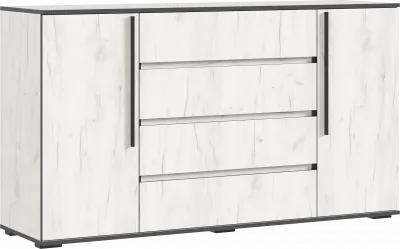 Норд Комод 2 двери 4 ящика (1600), Дуб Крафт Белый