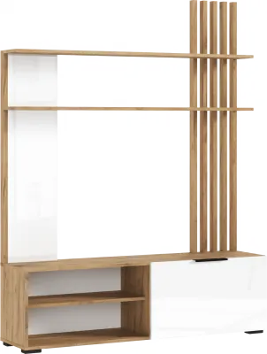 Роджина Гостиная (Белый глянец, Дуб Крафт Золотой)