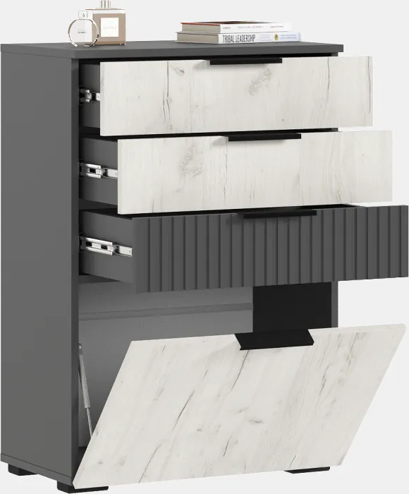 Комод 600 (Крафт белый, Графит)