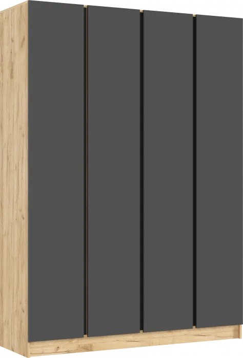 Келвин Шкаф 4-х створчатый (1600) (Графит, Дуб Крафт)