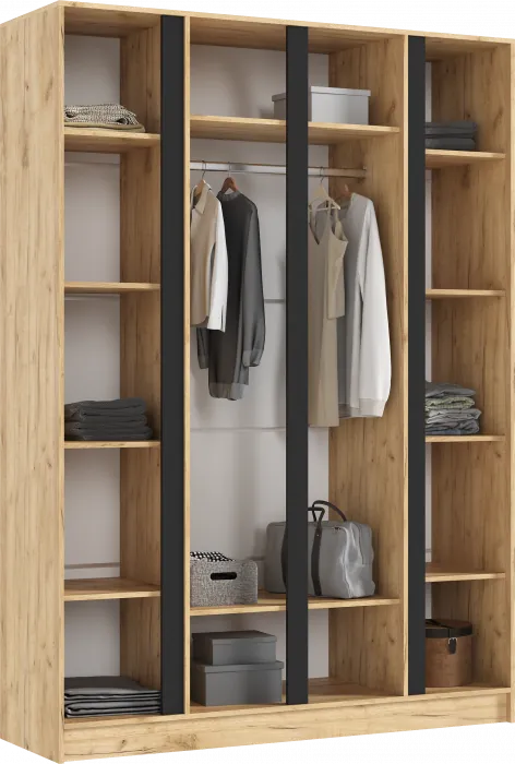 Келвин Шкаф 4-х створчатый (1600) (Графит, Дуб Крафт)