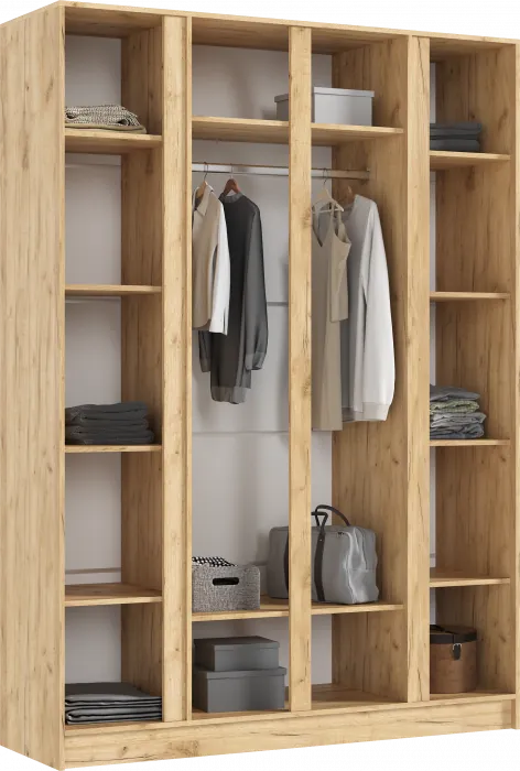 Келвин Шкаф 4-х створчатый (1600) (Графит, Дуб Крафт)