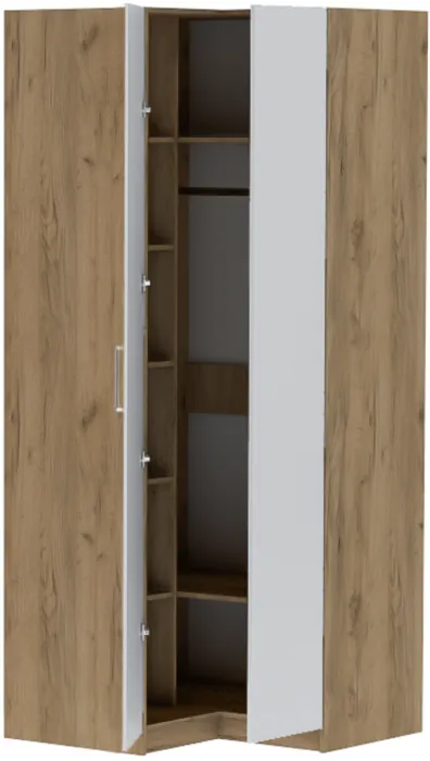 Шкаф угловой "Иннэс-7" - Крафт золотой/Белый