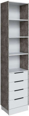 Шкаф Мадрид торцевой (0,35) с 4 ящ, Белый/Ателье светлое