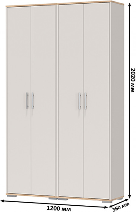 Два шкафа для одежды Домино 2-3430дкз/к.с, цвет дуб крафт золотой/кашемир серый, ШхГхВ 120х36х202 см.