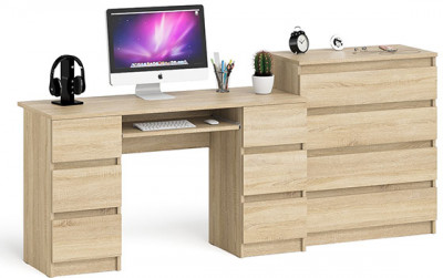 Мори компьютерный стол МС-2 + Комод МК800.4, дуб сонома