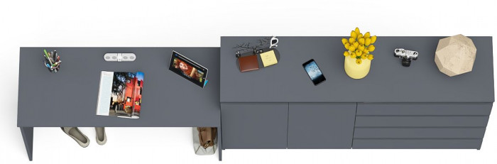 Мори письменный стол МСП1200.1 + Комод МК1600.1, графит