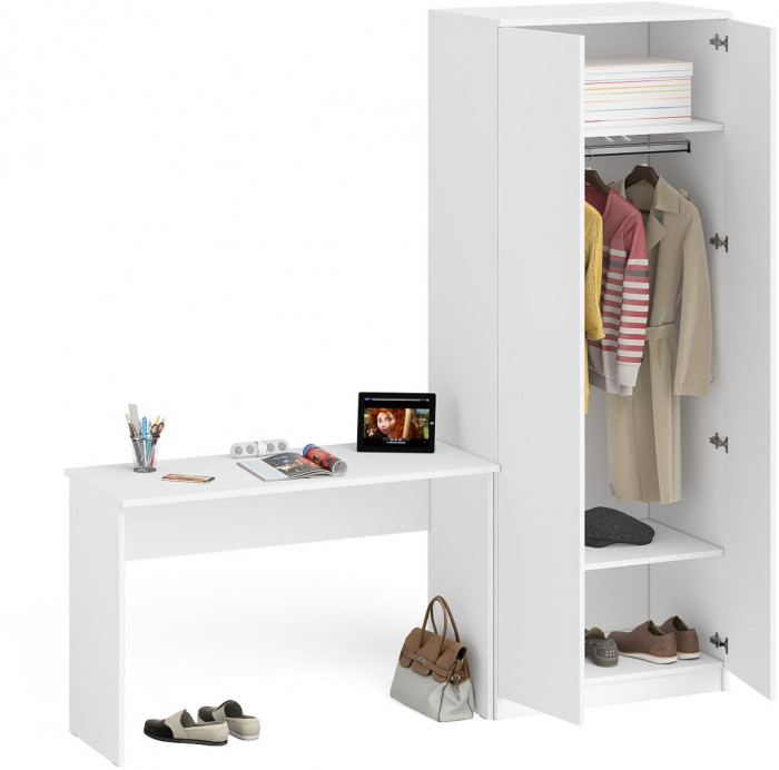 Мори письменный стол МСП1200.1 + Шкаф МШ800.1, белый