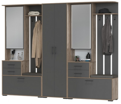 Прихожая Домино 3, дуб крафт табачный/графит