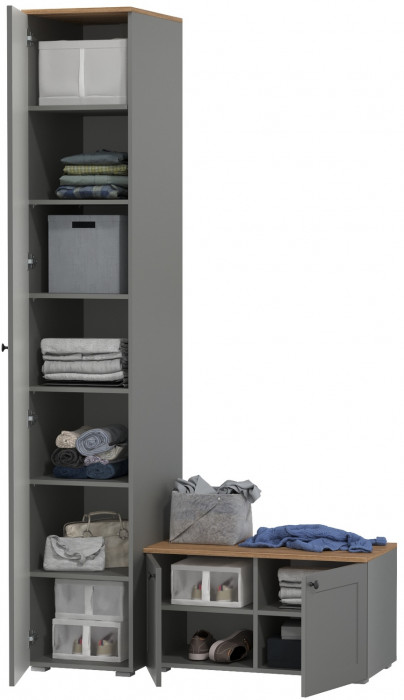 Остин Прихожая 11, цвет серый графит/дуб крафт золотой, ШхГхВ 120х54,3х229,6 см., универсальная сборка