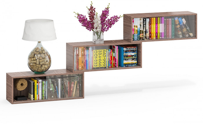 Три полки книжных С-МД-КН01, ясень шимо тёмный